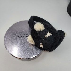 Coach earmuffs OS Raccoon Shearling wool leather black winter